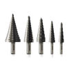 Picture of NEIKO 10198A Step Drill Bit Set | 5 Piece, 4mm- 35mm | Metric Titanium High Speed Steel Unibit, Stepper Cone Drill Bit | Two Flute Step Down Bits, 135 Degree Point