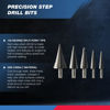 Picture of NEIKO 10198A Step Drill Bit Set | 5 Piece, 4mm- 35mm | Metric Titanium High Speed Steel Unibit, Stepper Cone Drill Bit | Two Flute Step Down Bits, 135 Degree Point