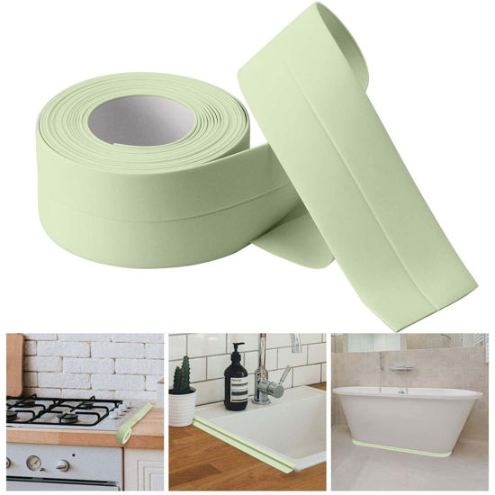 Picture of Bath & Kitchen Caulk Tape Sealant Strip,PVC Self Adhesive Tub and Wall Sealing Tape Caulk Sealer,Caulk Strip,sealant Tape,Shower Tile Sealer Adhesive sealant （Green）