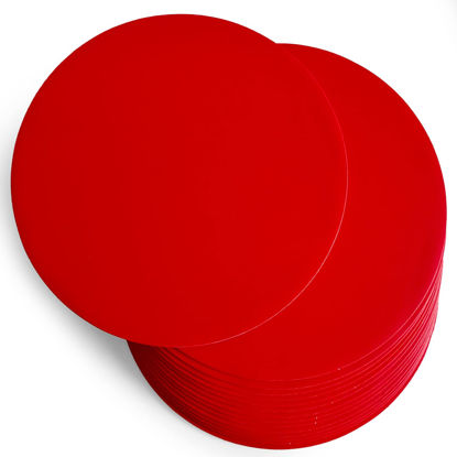 Picture of qiqee 10 Inch Red Cake Boards Round 40-Packs Circles Rounds Base Food-Grade Cardboard 10 Inch Christmas Red Cake Plate（Thinner But Stronger）