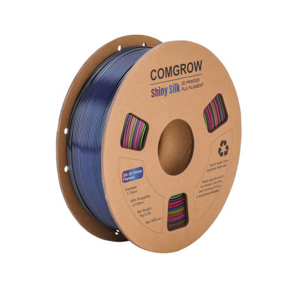 Picture of Rainbow Colors Silk PLA 3D Printer Filament, Rainbow PLA Filament 1.75mm, Dimensional Accuracy +/- 0.02 mm, 1KG Spool, Coextrusion 3D Filament with Shiny Silk Rainbow Red