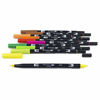 Picture of Tombow 56196 Dual Brush Pen Art Markers, Citrus, 10-Pack. Blendable, Brush and Fine Tip Markers