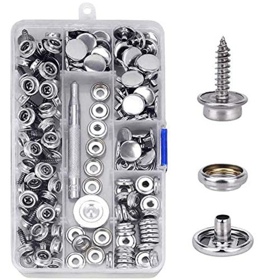 Picture of CENOZ 150 PCS Canvas Snap Kit Tool, Metal Screws Snaps Marine Grade 3/8" Socket Stainless Steel Boat Canvas Snaps with 2 PCS Setting Tool for Boat Cover Furniture (150 PCS)