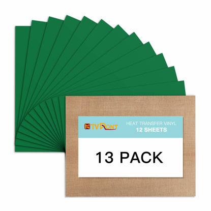 Picture of Green HTV Heat Transfer Vinyl Bundle: 13 Pack 12" x 10" Green Iron on Vinyl for T-Shirt, Green Heat Transfer Vinyl for Cricut, Silhouette Cameo or Heat Press Machine