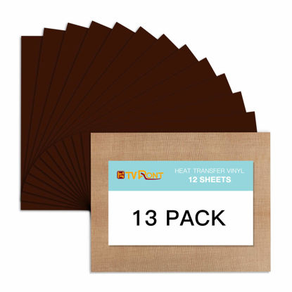 Picture of Brown HTV Heat Transfer Vinyl Bundle: 13 Pack 12" x 10" Brown Iron on Vinyl for T-Shirt, Brown Heat Transfer Vinyl for Cricut, Silhouette Cameo or Heat Press Machine