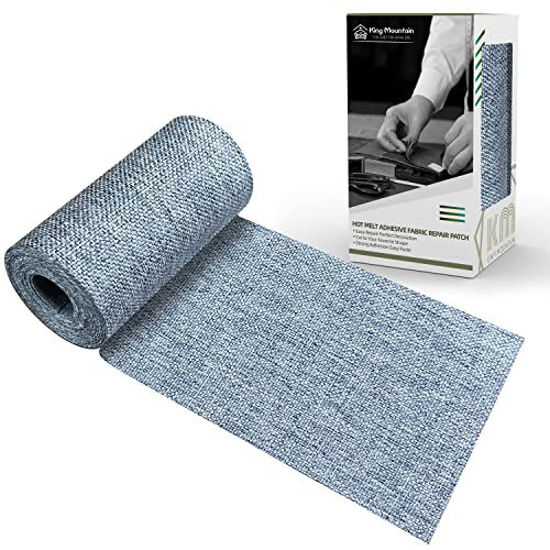 Picture of King Mountain Premium Linen Fabric Iron-on Repair Patch, Inside&Outside Fabric Repair Patch, 3"x60" with Backing Glue Linen Repair Decorative Patch kit (Linen-3"x60", Blue Grey)