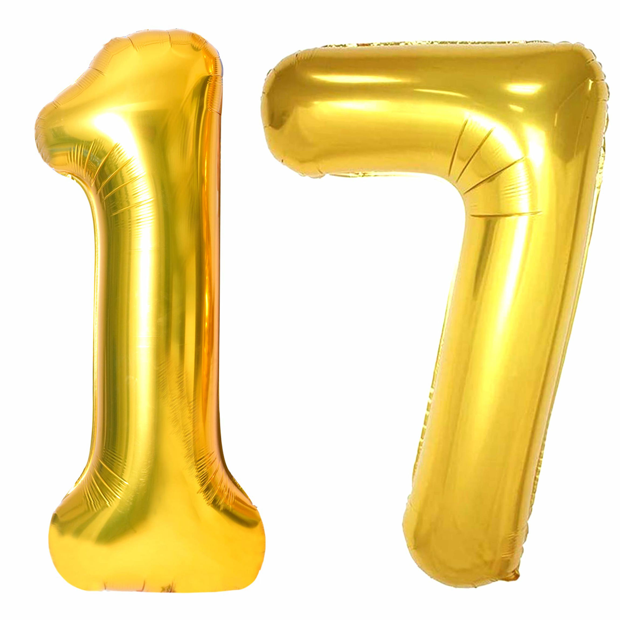 Getuscart 17 Number Balloons Gold Big Giant Jumbo Number 17 Foil Mylar