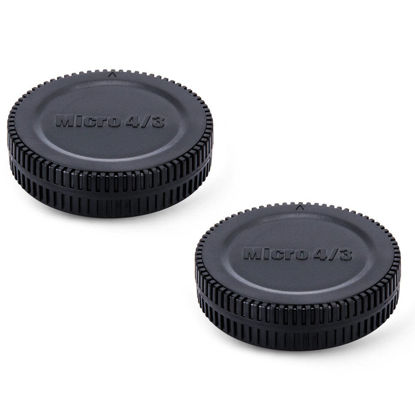 Picture of 2 Pack JJC Body Cap and Rear Lens Cap Cover Kit for Micro 4/3 DSLR Cameras and Micro 4/3 Mount Lenses