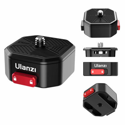 Picture of ULANZI Claw Quick Release Plate Tripod QR Camera Mount Adapter, Quick Setup Kit with 1/4'' Screw for Canon/Sony/Nikon Cameras/Zhiyun/Feiyu/DJI/Moza Stablizers Switch Between Tripod/Monopod/Slider