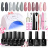 Picture of Beetles Gel Nail Polish Kit with U V Light 48W Led Nail Lamp 6 Colors Nude Gray Pink Gel Polish Starter Kit Manicure Soak off U V Led Gel Nail Polish Set Salon DIY Home Nail Decoration