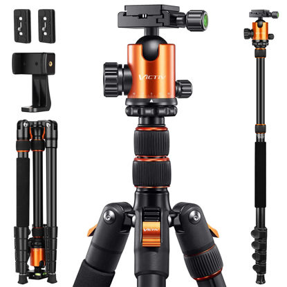 Picture of Tripod Camera Tripod, Victiv 82 inches Aluminum DSLR Tripod, 80 inches Monopod, Compact Camera Tripod Heavy Duty, Lightweight Travel Tripod with 360° Ball Head for Spotting Scope Binoculars Telescope