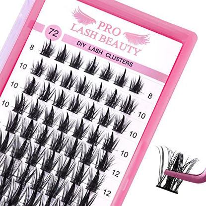 Picture of Cluster Lashes 72 Pcs Lash Clusters DIY Eyelash Extension Individual Lashes Thin Band Easy to Apply at home Lashes (Flirt, D-10mm)