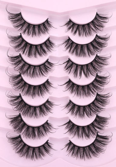 Picture of Fairy Strip Lashes That Look Like Extensions Dramatic Faux Mink Eyelashes Fluffy Long Cat Eye Wispy False Lashes Extensions Strip Eyelashes Pack