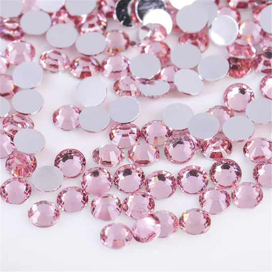 Picture of 3000 Pieces SS12 3mm Flatback Rhinestones Clear Glass Round Gems Crystals for Nail Art DIY Crafts Clothes Shoes Bags （Light Pink）