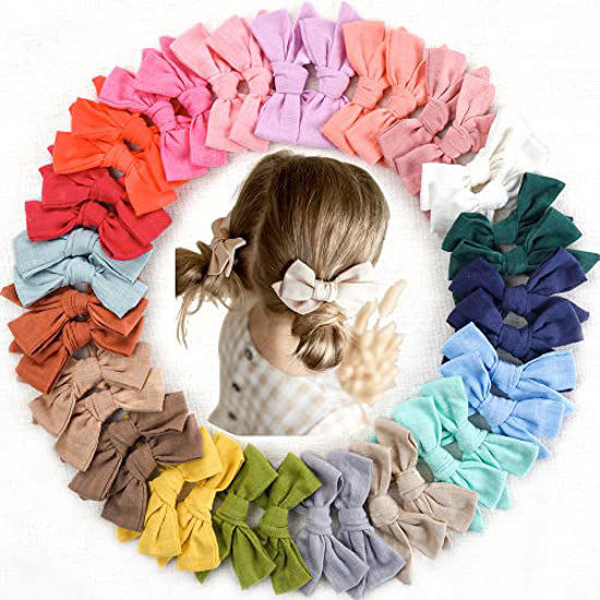 Picture of 40 Pieces Girls Hair Bows Linen Fabric Bows Alligator Clips Hair Accessories for Little Girls Toddlers Kids and Teens