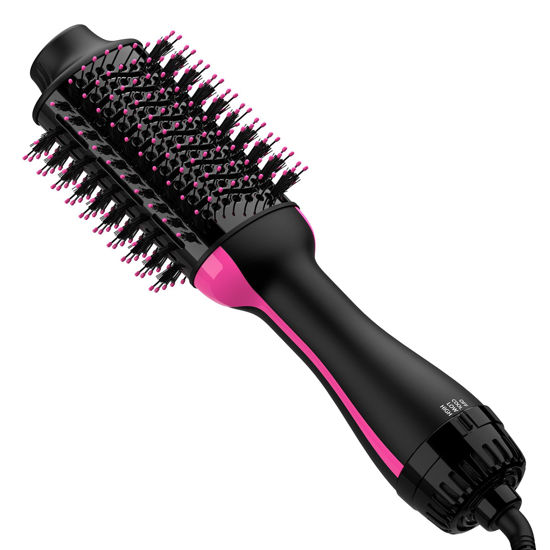 Picture of Dual Voltage Hair Dryer Brush Blow Dryer Brush in One for European Travel 110V-120V/220V-240V Hot Air Brush and Styler Volumizer with Negative Ion Anti-frizz Ceramic Titanium Styling Brush