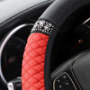 Picture of Bling Soft Leather Steering Wheel Cover, 15 Inch Colorful Rhinestones Auto Elastic Steering Wheel Protector, Sparkly Crystal Diamond for Women Girls, Car Interior Accessories for Most Cars (Red)