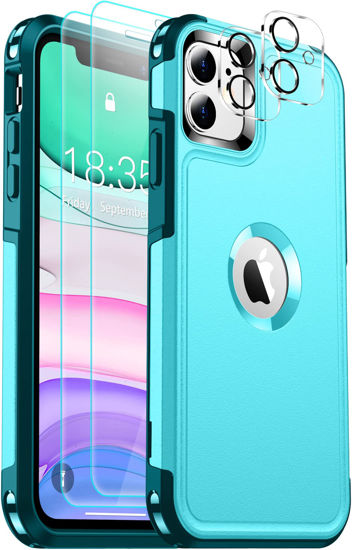 Picture of SPIDERCASE Shockproof for iPhone 11 Case, [10 FT Military Grade Drop Protection] [2 pcs Tempered Glass Screen Protector+2 pcs Camera Lens Protector] Heavy Duty Full-Body Protection Case,Light Blue