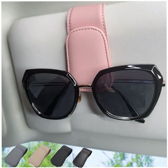 Zreal Pink Sunglass Holder for Car, Magnetic Sunglass Clip for Car Visor,  Premium PU Leather Car Sunglass Holder (Pink)