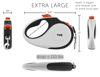 Picture of TUG XL 360° Tangle-Free Retractable Dog Leash with Anti-Slip Handle | 26 ft Strong Nylon Tape | One-Handed Brake, Pause, Lock (Extra Large, White/Orange)