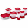 Picture of Rubbermaid 60-Piece Food Storage Containers with Lids, Salad Dressing and Condiment Containers, and Steam Vents, Microwave and Dishwasher Safe, Red