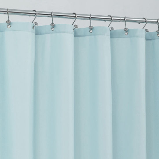 Picture of ALYVIA SPRING Waterproof Fabric Shower Curtain Liner, Washable Cloth Shower Curtain for Bathroom - Standard Size 72x72, Blue