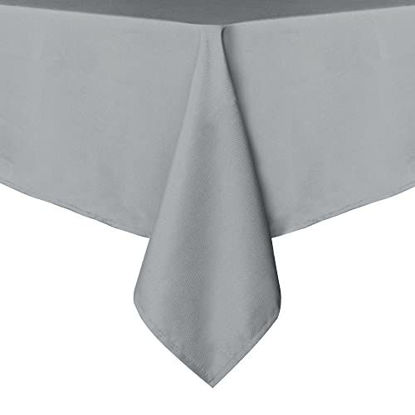 Picture of sancua Square Tablecloth - 70 x 70 Inch - Stain and Wrinkle Resistant Washable Polyester Table Cloth, Decorative Fabric Table Cover for Dining Table, Buffet Parties and Camping, Silver Grey