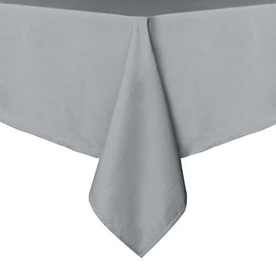 Picture of sancua Square Tablecloth - 70 x 70 Inch - Stain and Wrinkle Resistant Washable Polyester Table Cloth, Decorative Fabric Table Cover for Dining Table, Buffet Parties and Camping, Silver Grey