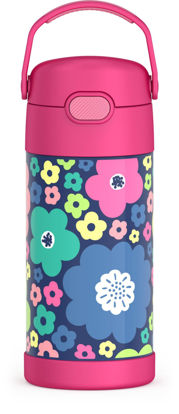 Picture of THERMOS FUNTAINER 12 Ounce Stainless Steel Vacuum Insulated Kids Straw Bottle, Mod Flowers