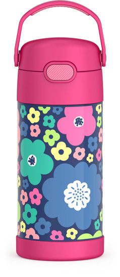 Picture of THERMOS FUNTAINER 12 Ounce Stainless Steel Vacuum Insulated Kids Straw Bottle, Mod Flowers