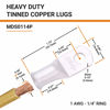 Picture of SELTERM 2pcs 1 AWG 1/4" Stud Tinned Copper Wire Lugs, Battery Lugs, Ring Terminals, Battery Cable Ends, 1 Gauge Ring Terminal Connectors, UL Marine Grade Electrical Battery Terminal Connectors