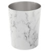 Picture of mDesign Round Metal Small 1.7 Gallon Recycle Trash Can Wastebasket, Garbage Container Bin for Bathrooms, Kitchen, Bedroom, Home Office - Durable Stainless Steel - Mirri Collection - White Marble