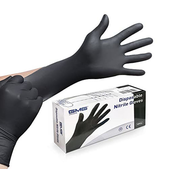 Picture of GMG SINCE1988 100 PCS Nitrile Gloves, 4 mil Medium Nitrile Gloves,Disposable Non Latex Gloves Use for Food Prep Industry, Scientific Experiment, Household Cleaning, Car repair, Pet Nursing