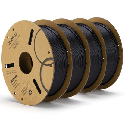 Picture of ELEGOO PLA Filament 1.75mm Black 4KG, 3D Printer Filament Dimensional Accuracy +/- 0.02mm, 4 Pack 1kg Cardboard Spool(2.2lbs) 3D Printing Filament Fits for Most FDM 3D Printers