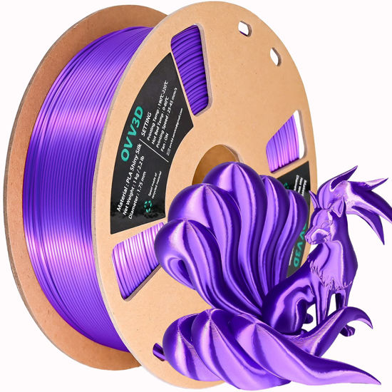 Picture of OVV3D Silk PLA Filament 1.75mm, Upgrade Purple PLA Filament 3D Printer Filament, Silk Purple 3D Printing Filament, 3D Filament 1.75 +/- 0.02mm, Silk 1.75 PLA Filament for 3D Printer and 3D Pen, 1kg