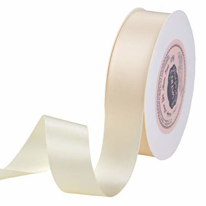 Picture of VATIN 1 inch Double Faced Polyester Satin Ribbon Cream -Continuous 25 Yard Spool, Perfect for Wedding, Wreath, Baby Shower,Packing and Other Projects.