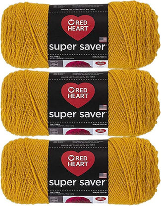 Picture of Red Heart Super Saver Gold Yarn - 3 Pack of 198g/7oz - Acrylic - 4 Medium (Worsted) - 364 Yards - Knitting/Crochet