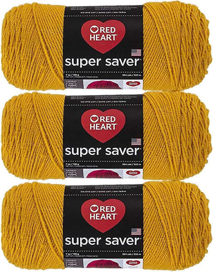 Picture of Red Heart Super Saver Gold Yarn - 3 Pack of 198g/7oz - Acrylic - 4 Medium (Worsted) - 364 Yards - Knitting/Crochet