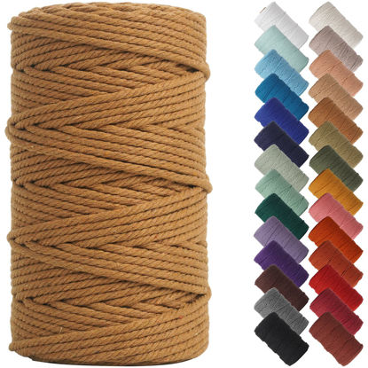 Picture of NOANTA Coffee Macrame Cord 4mm x 109yards, Colored Macrame Rope, Cotton Rope Macrame Yarn, Colorful Cotton Craft Cord for Wall Hanging, Plant Hangers, Crafts, Knitting