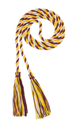 Picture of Graduation Honor Cord - Maroon/Gold/White - Every School Color Available - Made in USA - by Tassel Depot