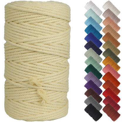 Picture of NOANTA Light Yellow Macrame Cord 4mm x 109yards, Colored Macrame Rope, Cotton Cord Macrame Yarn, Colorful Cotton Craft Cord for Wall Hanging, Plant Hangers, Crafts, Knitting