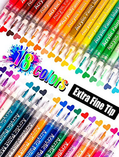Acrylic Paint Pens 18 Colours Permanent Markers Set Rock Painting Pens  Quick Dry