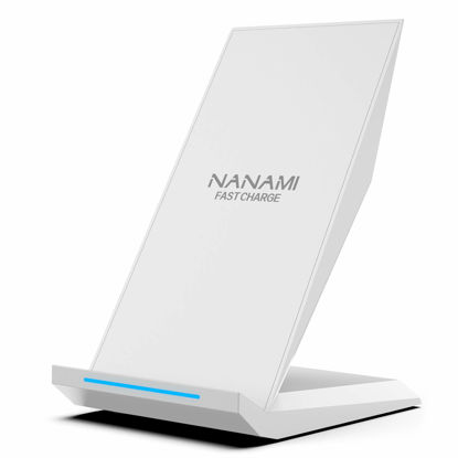Picture of NANAMI Fast Wireless Charger - Qi Certified Charging Stand 7.5W Compatible iPhone 14/13/12/SE 2020/11/XS Max/XR/X,10W for Samsung Galaxy S23/S22/21/S20/S10/S9/Note 20 Ultra/10/9 and Qi-Enabled Phones