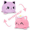 Picture of TeeTurtle - The Original Reversible Cat Plushie - Pink + Purple Flower - Cute Sensory Fidget Stuffed Animals That Show Your Mood