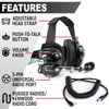 Picture of Rugged Carbon Fiber Behind The Head Headset and Adaptor Cable for Racing Radios Electronics Communications Kenwood & Baofeng - Features 2-Pin to 5-Pin Coil Cord Volume Control Knob 3.5mm Input Jack