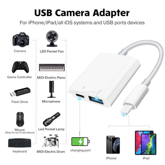 Getuscart Suntrsi Usb Camera Adapter Usb Female Otg Adapter For Iphone Ipad Portable Usb