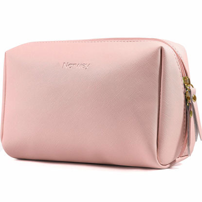 Picture of Large Vegan Leather Makeup Bag Zipper Pouch Travel Cosmetic Organizer for Women (Large, Pink)