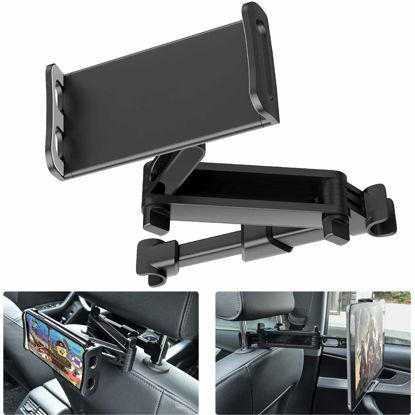 Picture of Timewall Car Headrest Tablet Mount, Backseat Seat Universal Tablet Cell Phone Holder 360° Swivel Rotating Angle Adjustable Stretchable for iPad iPhone, Samsung, Switch, 5-11" Tablet Phone Black