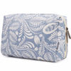 Picture of Large Makeup Bag Zipper Pouch Travel Cosmetic Organizer for Women (Large, Blue Leaf)