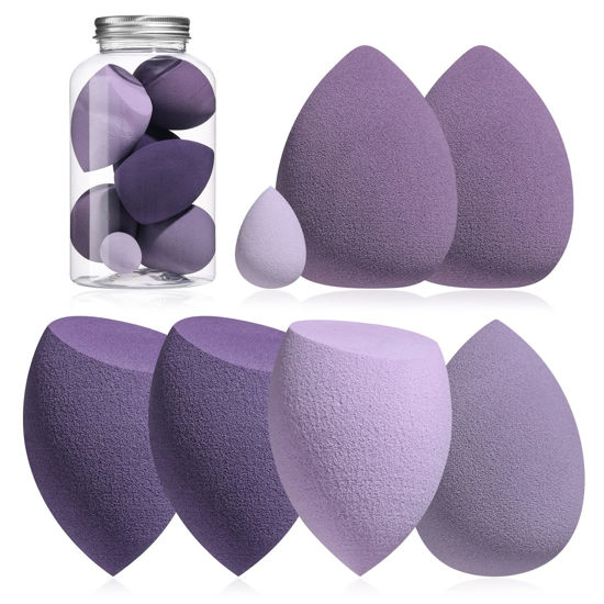 Picture of Makeup Sponge Set BS-MALL Blender Sponges 7 Pcs for Liquid, Cream, and Powder, Multi-colored with 1 Mini Makeup Sponge Pink (B-Purple)